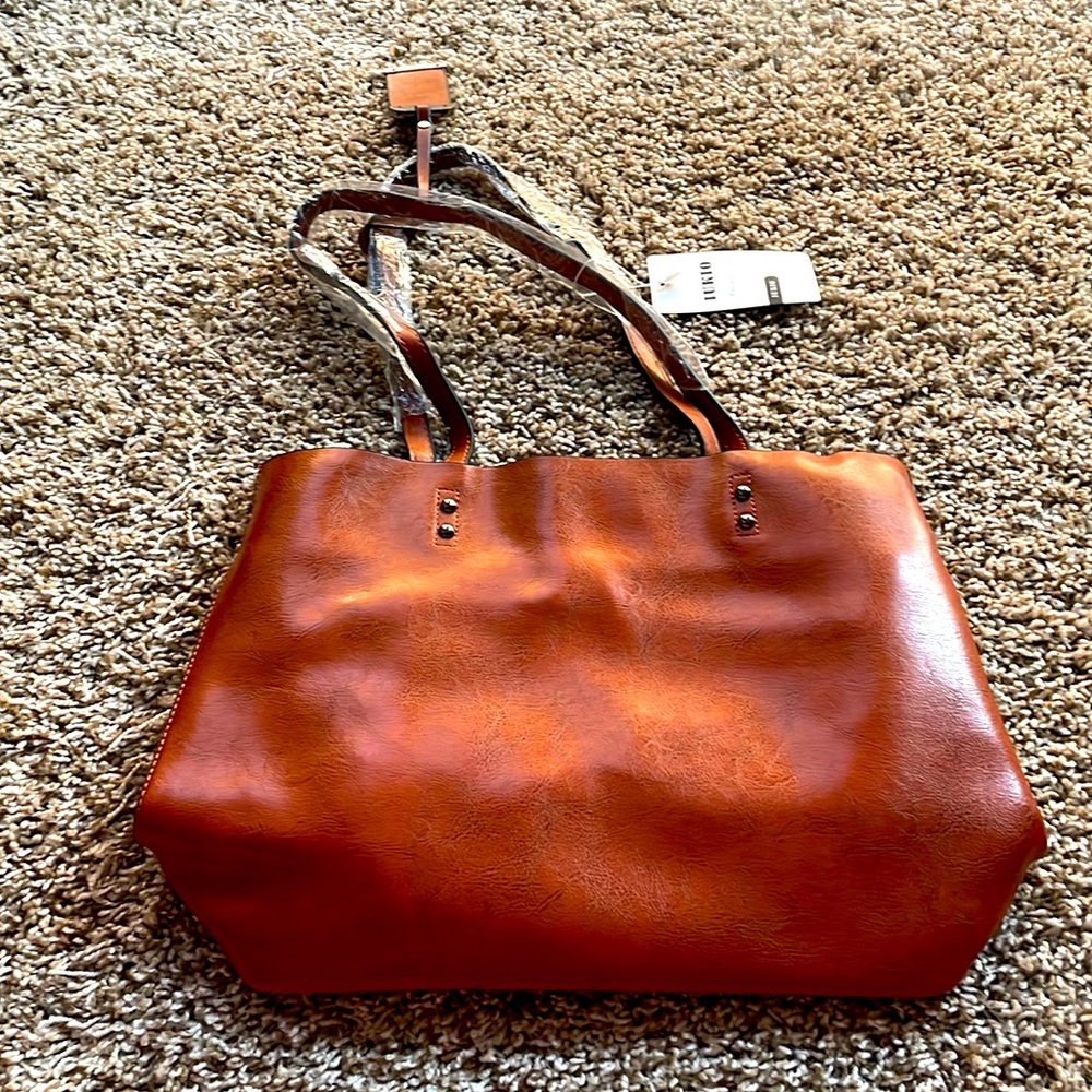 NWT Faux Leather Tote Brown